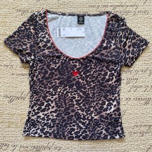 UO Leopard Print Heart Tee